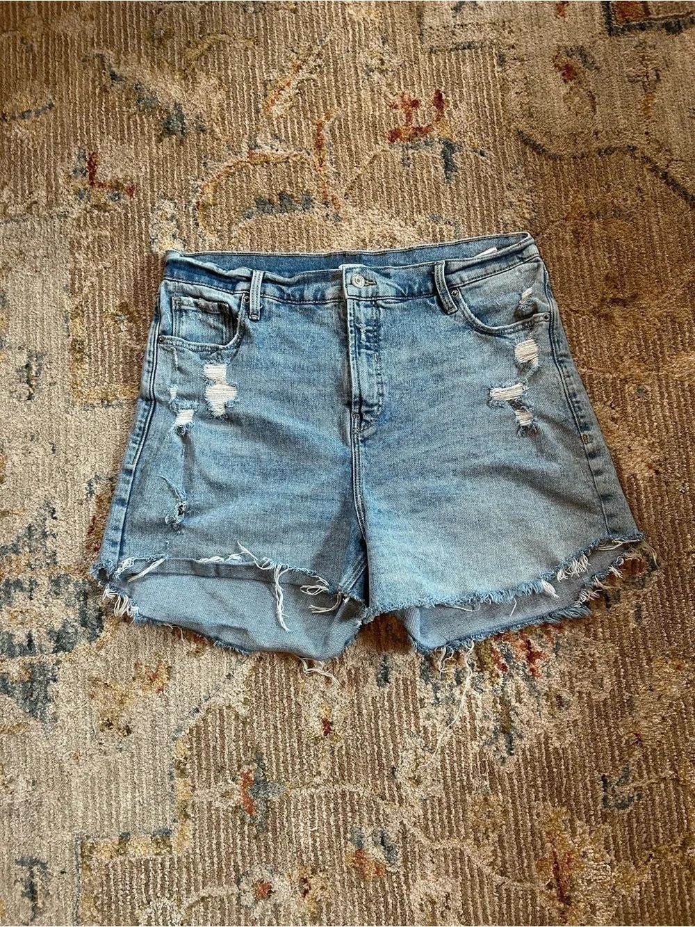 Old Navy Light Blue Distressed High-Rise Denim Shorts